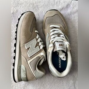 New Balance Beige and White Women's Athletic Sneakers